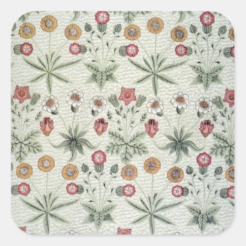 William Morris Daisy Floral Wallpaper Pattern Square Sticker