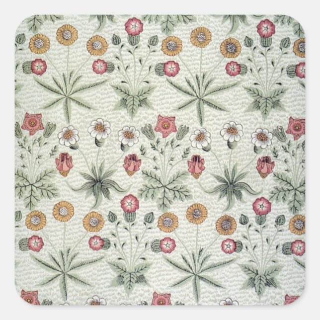 William Morris Daisy Floral Wallpaper Pattern Square Sticker (Front)