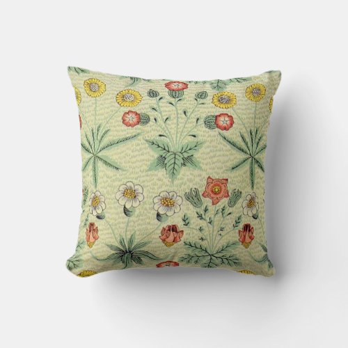 William Morris Daisy Floral Wallpaper Pattern Throw Pillow