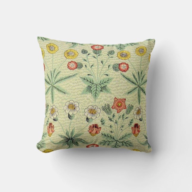 William Morris Daisy Floral Wallpaper Pattern Throw Pillow (Front)