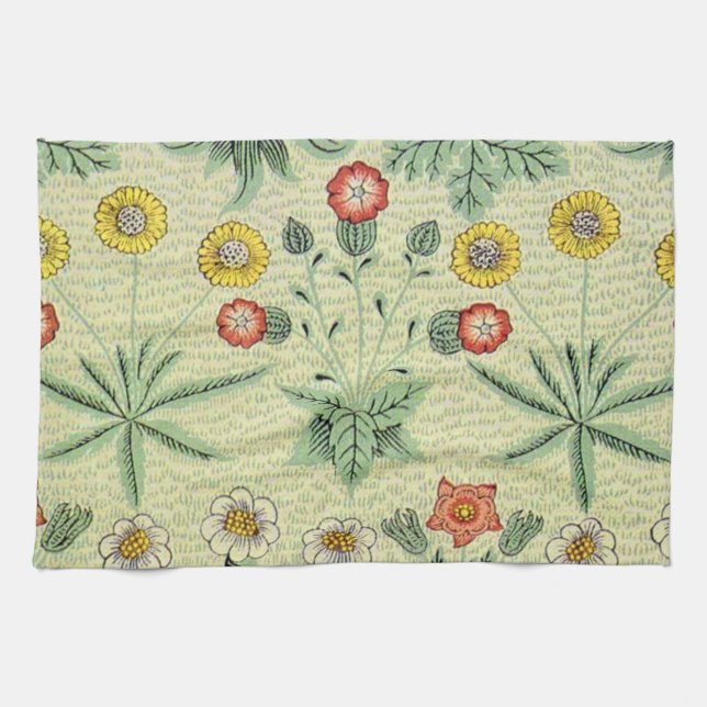 William Morris Daisy Floral Wallpaper Pattern Towel (Horizontal)