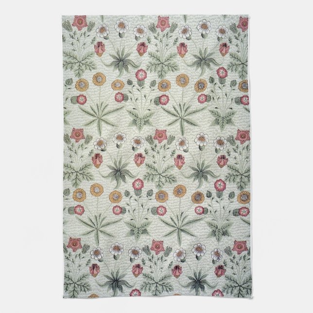 William Morris Daisy Floral Wallpaper Pattern Towel (Vertical)