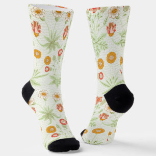 William Morris Daisy Vintage Botanical Pattern Socks