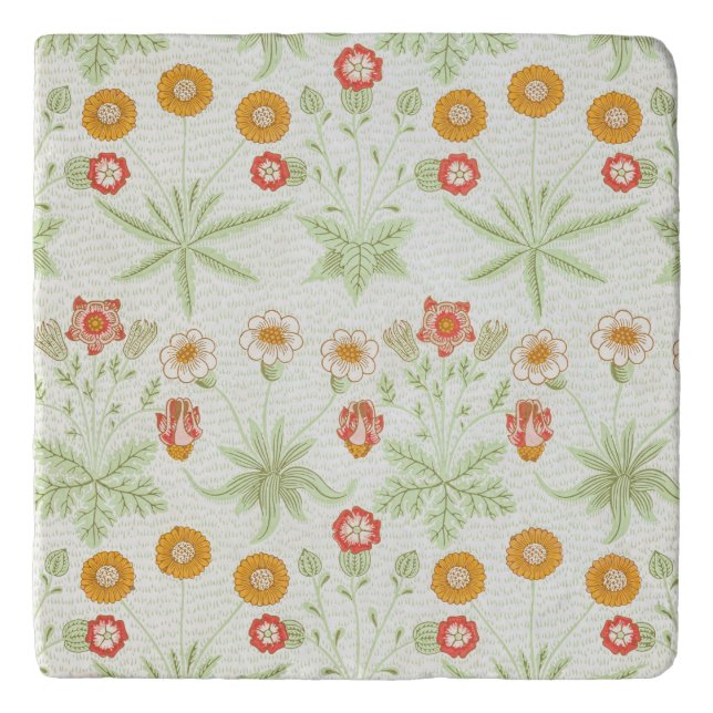 William Morris Daisy Vintage Botanical Pattern Trivet (Front)