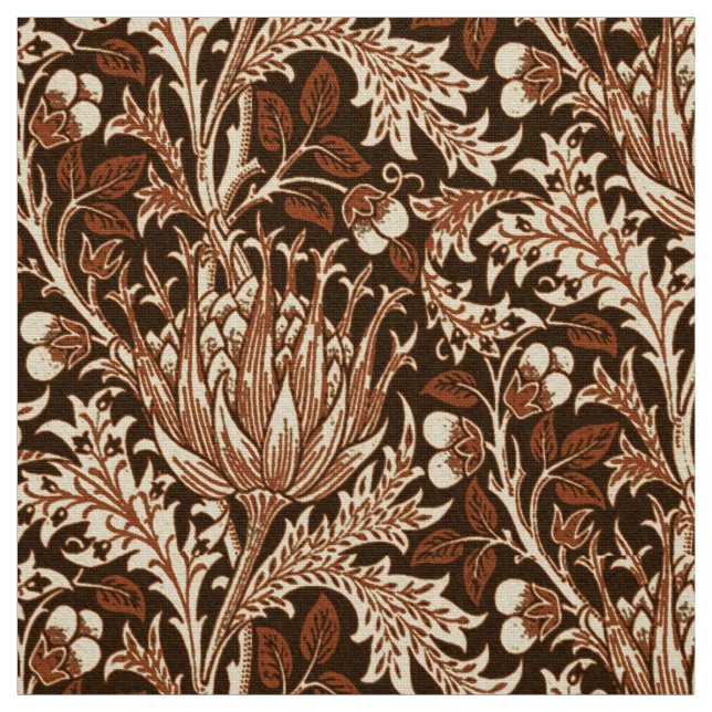 William Morris Damask, Brown & Beige Fabric (Swatch)