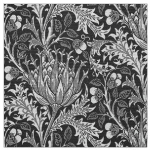 William Morris Damask, Dark Gray Fabric
