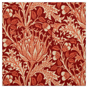 William Morris Damask, Deep Orange Fabric