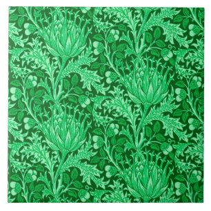 William Morris Damask, Emerald Green Ceramic Tile
