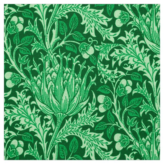 William Morris Damask, Emerald Green Fabric (Swatch)