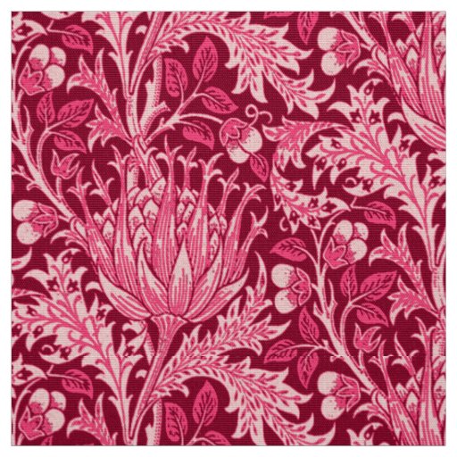 William Morris Damask, Fuchsia Pink Fabric