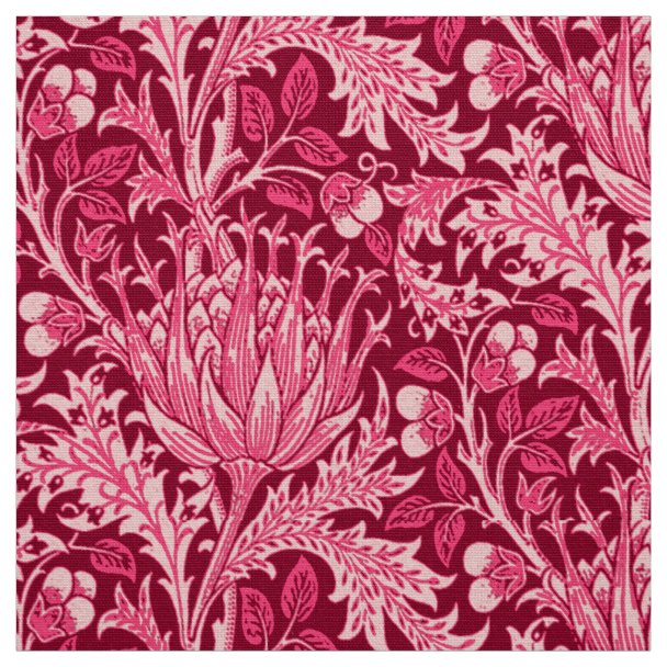 William Morris Damask, Navy & White Fabric | Zazzle