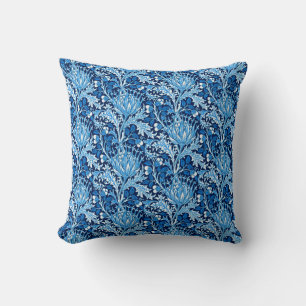 William Morris Damask, Navy & White Throw Pillow