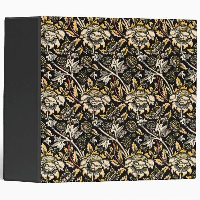 William Morris dark floral arabesque 3 Ring Binder (Front/Spine)