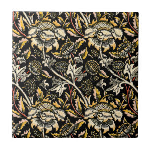 William Morris dark floral arabesque Tile