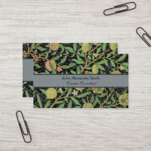 William Morris Dark Pomegranate Fruit Pattern Business Card