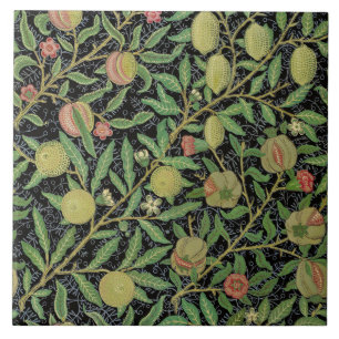 William Morris Dark Pomegranate Fruit Pattern Ceramic Tile