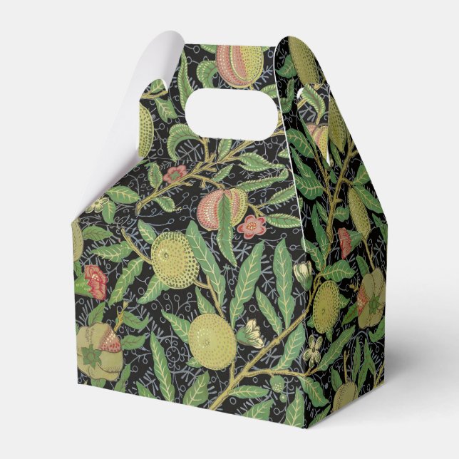 William Morris Dark Pomegranate Fruit Pattern Favor Boxes (Front Side)