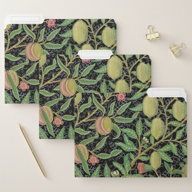 William Morris Dark Pomegranate Fruit Pattern File Folder (Set)