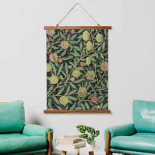 William Morris Dark Pomegranate Fruit Pattern Hanging Tapestry