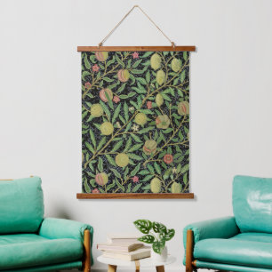 William Morris Dark Pomegranate Fruit Pattern Hanging Tapestry