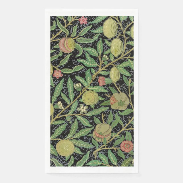 William Morris Dark Pomegranate Fruit Pattern Paper Guest Towels (Front)