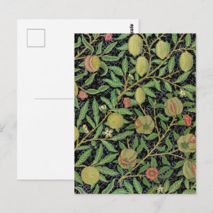 William Morris Dark Pomegranate Fruit Pattern Postcard