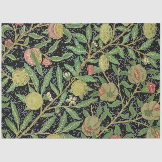 William Morris Dark Pomegranate Fruit Pattern Tissue Paper (Front)