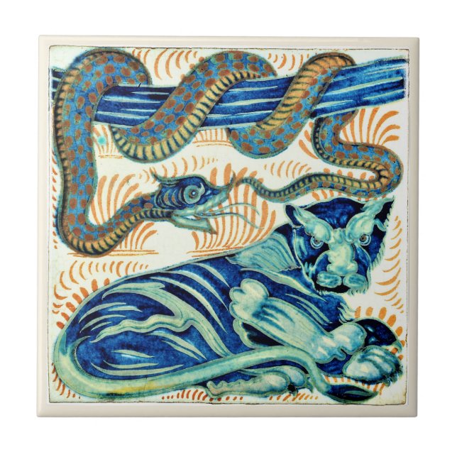 William * Morris De Morgan Snake Tiger | Ceramic Tile (Front)