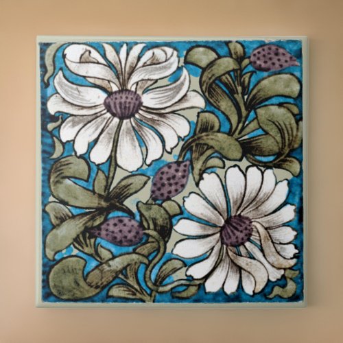 William  Morris De Morgan Sprig of Flowers White Ceramic Tile