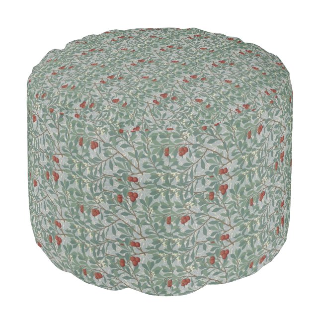 William Morris Decorative Art Arbutus Pattern Pouf (Angled Front)