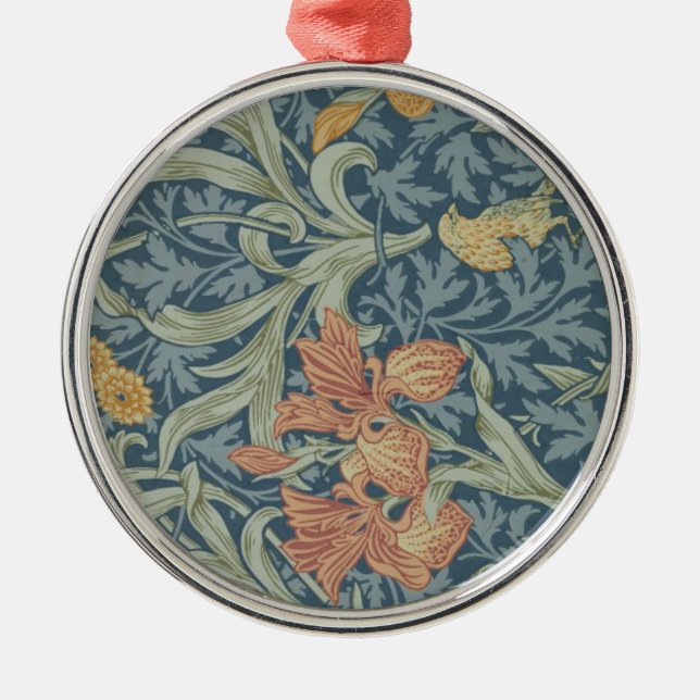 William Morris Decorative Art Iris Pattern Metal Ornament (Front)
