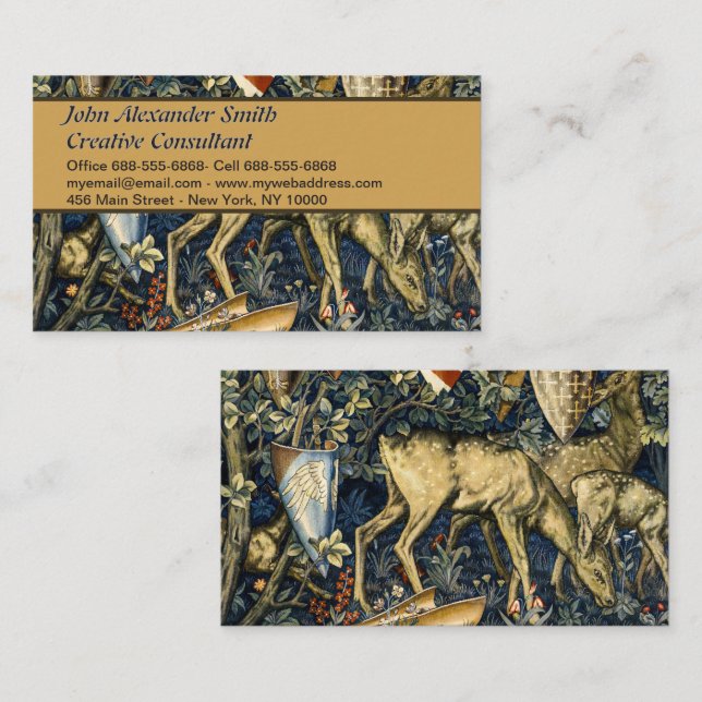 William Morris Deer and Shields in Verdant Realm Business Card (Front/Back)