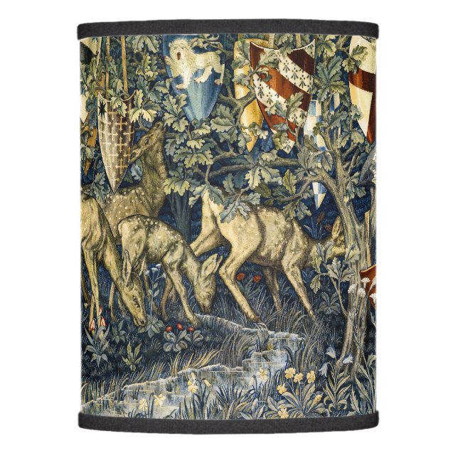 William Morris Deer and Shields in Verdant Realm Lamp Shade (Front)