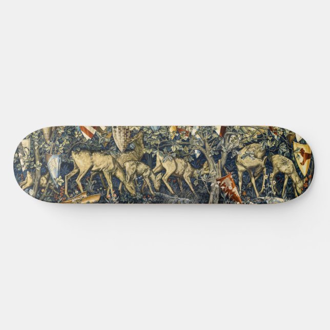 William Morris Deer and Shields in Verdant Realm Skateboard (Horz)