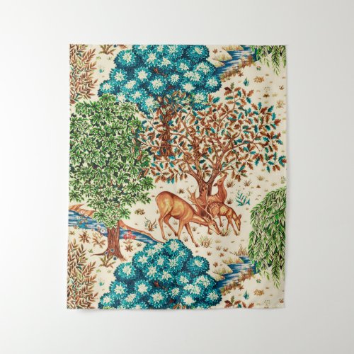 William Morris Deer by a Brook Beige Tapestry