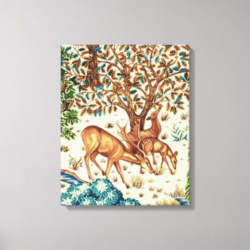 William Morris Deer by a Brook Tapestry Beige Canvas Print