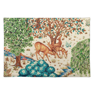 William Morris Deer by a Brook Tapestry Beige Cloth Placemat