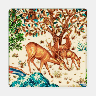 William Morris Deer by a Brook Tapestry Beige Coaster Set