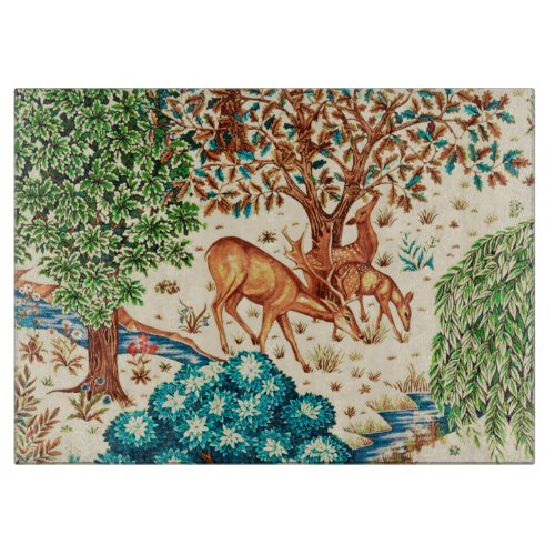 William Morris Deer by a Brook Tapestry Beige  Cutting Board