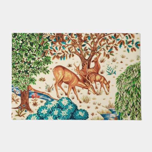 William Morris Deer by a Brook Tapestry Beige Doormat