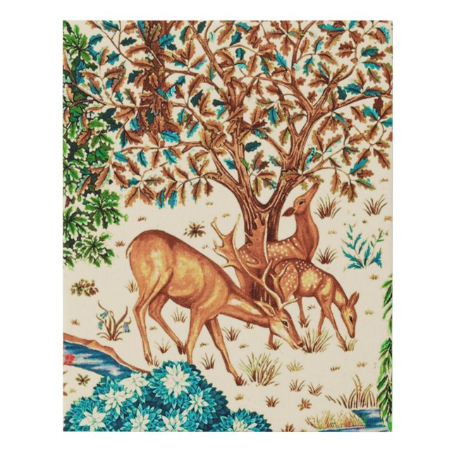 William Morris Deer by a Brook Tapestry Beige Faux Canvas Print (Front)