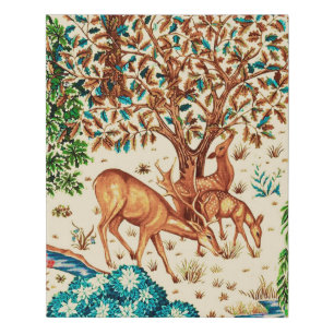 William Morris Deer by a Brook Tapestry Beige Faux Faux Canvas Print