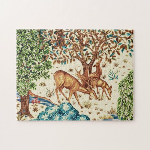 William Morris Deer by a Brook Tapestry Beige Jigsaw Puzzle