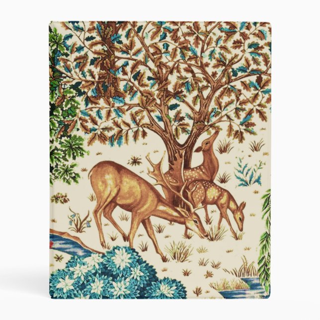 William Morris Deer by a Brook Tapestry Beige Mini Binder (Front)