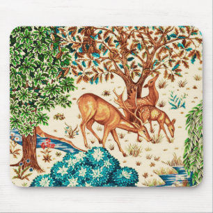 William Morris Deer by a Brook Tapestry Beige Mouse Pad