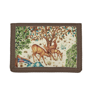 William Morris Deer by a Brook Tapestry Beige Trifold Wallet
