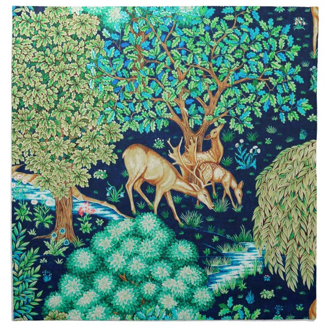 William Morris Deer by a Brook Tapestry Indigo Clo Cloth Napkin (Front)