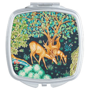 William Morris Deer by a Brook Tapestry Indigo Compact Mirror