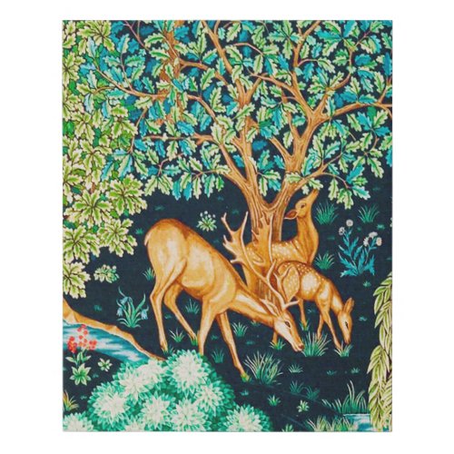 William Morris Deer by a Brook Tapestry Indigo Fau Faux Canvas Print