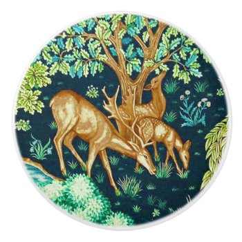 William Morris Deer By A Brook Tapestry Print Ceramic Knob by Floridity at Zazzle
